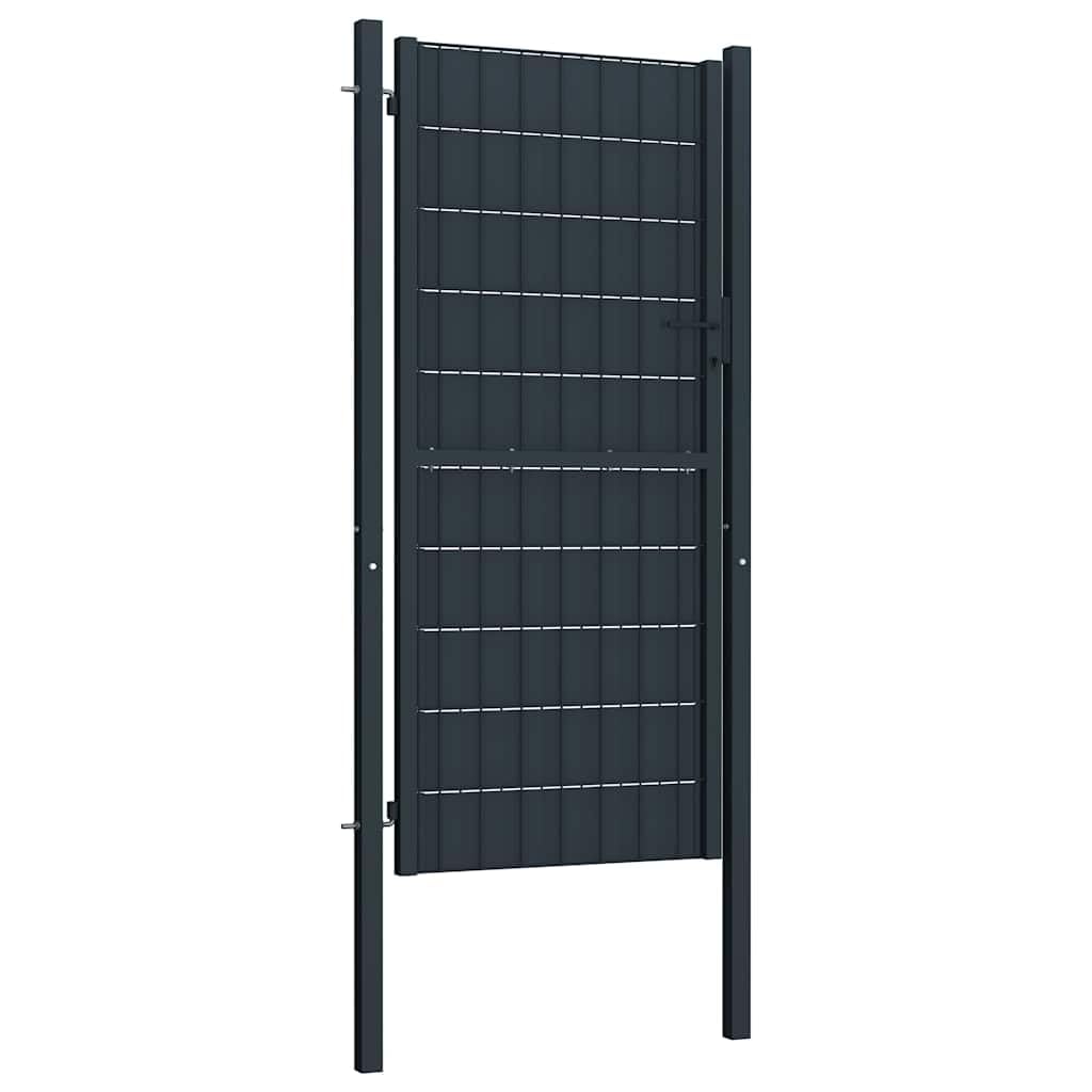 vidaXL Gartentor PVC Stahl 100x124 cm anthrazit