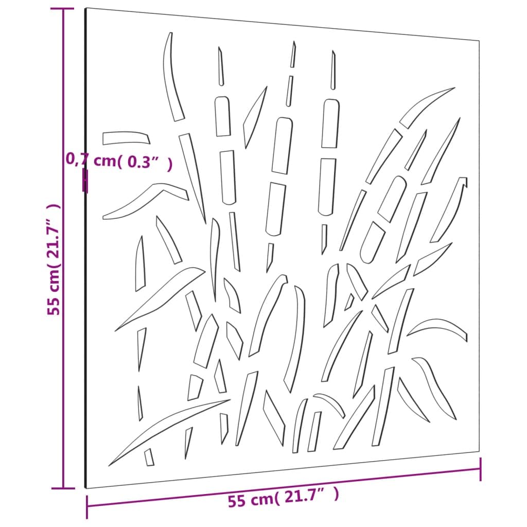 vidaXL Garten Wanddeko 55x55 cm Gras Cortenstahl Rostdeko
