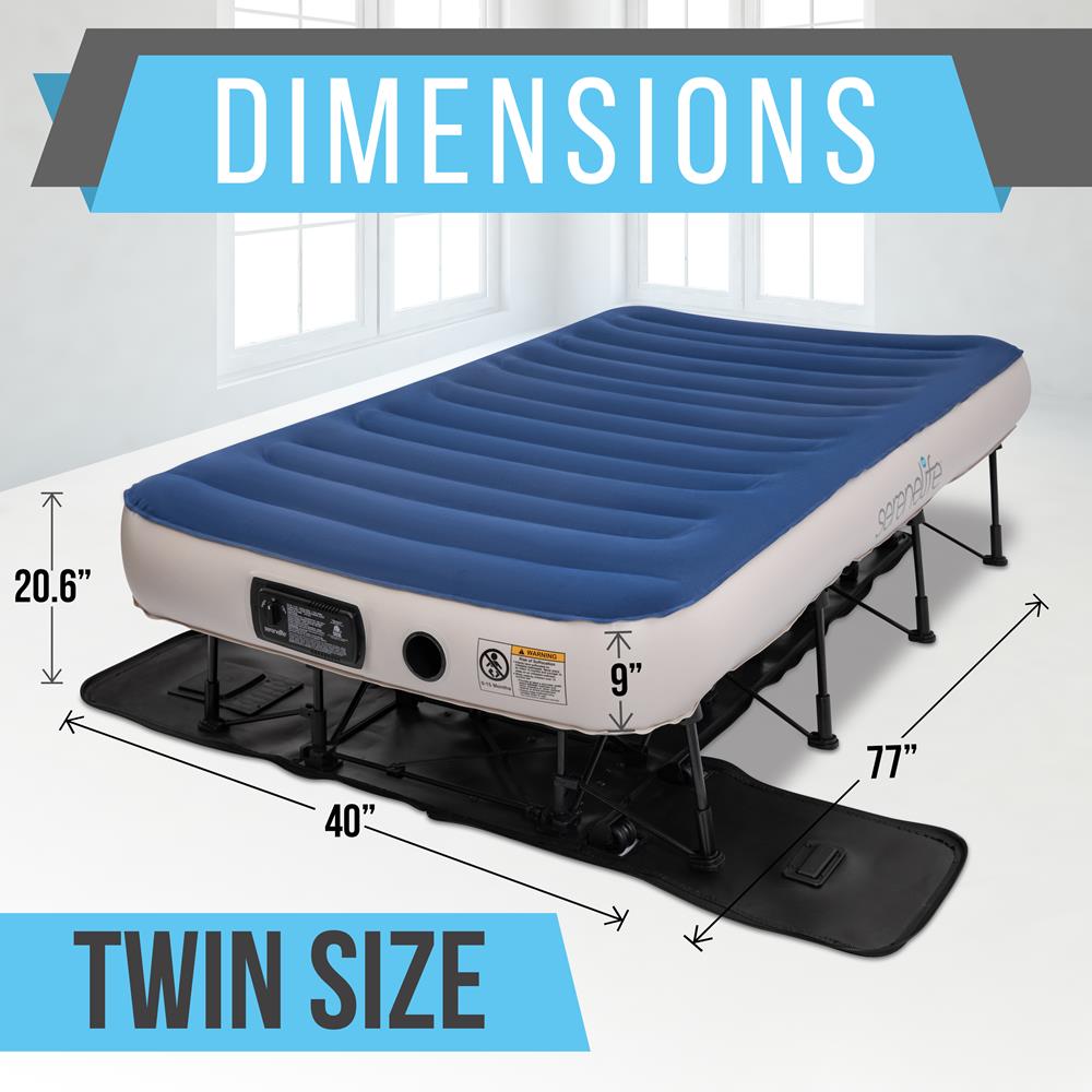 Serenelife Luftmatratze Twin mit Gestell 20 Zoll selbstaufblasend Pumpe