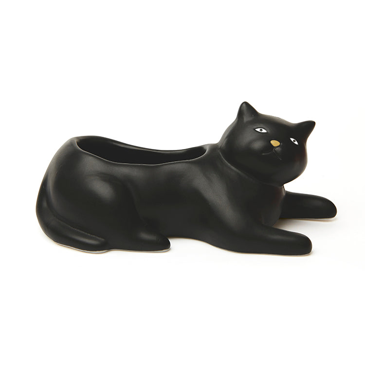 Kikkerland Home Cosmo Blumentopf schwarze Katze Porzellan