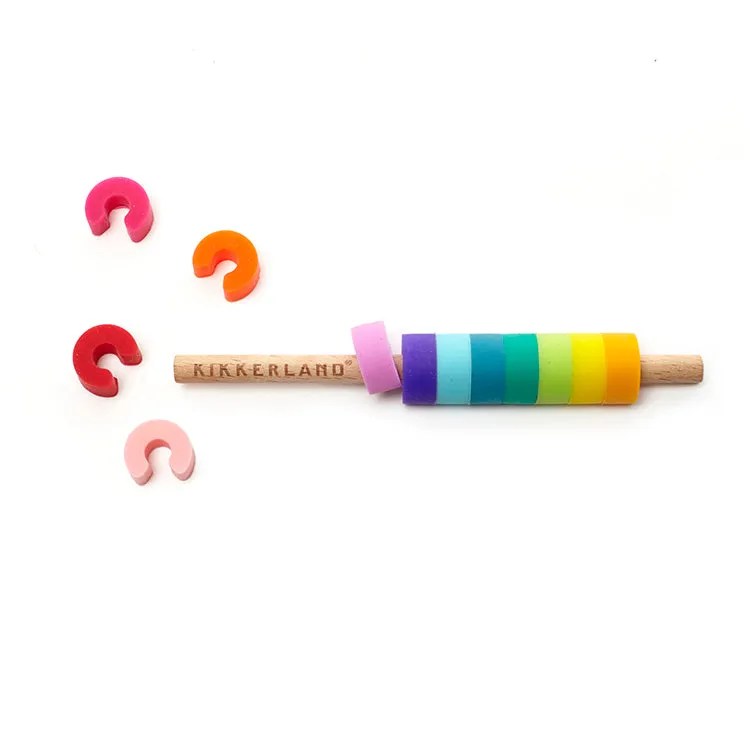 Kikkerland Home Glasmarkierer Rainbow Silikon 12er Set bunt