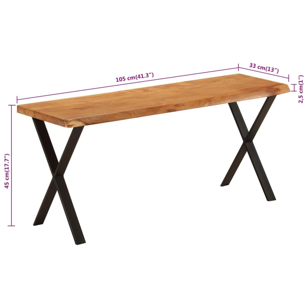 vidaXL Heim & Garten Bank Baumkante Akazie 105 cm Schwarz