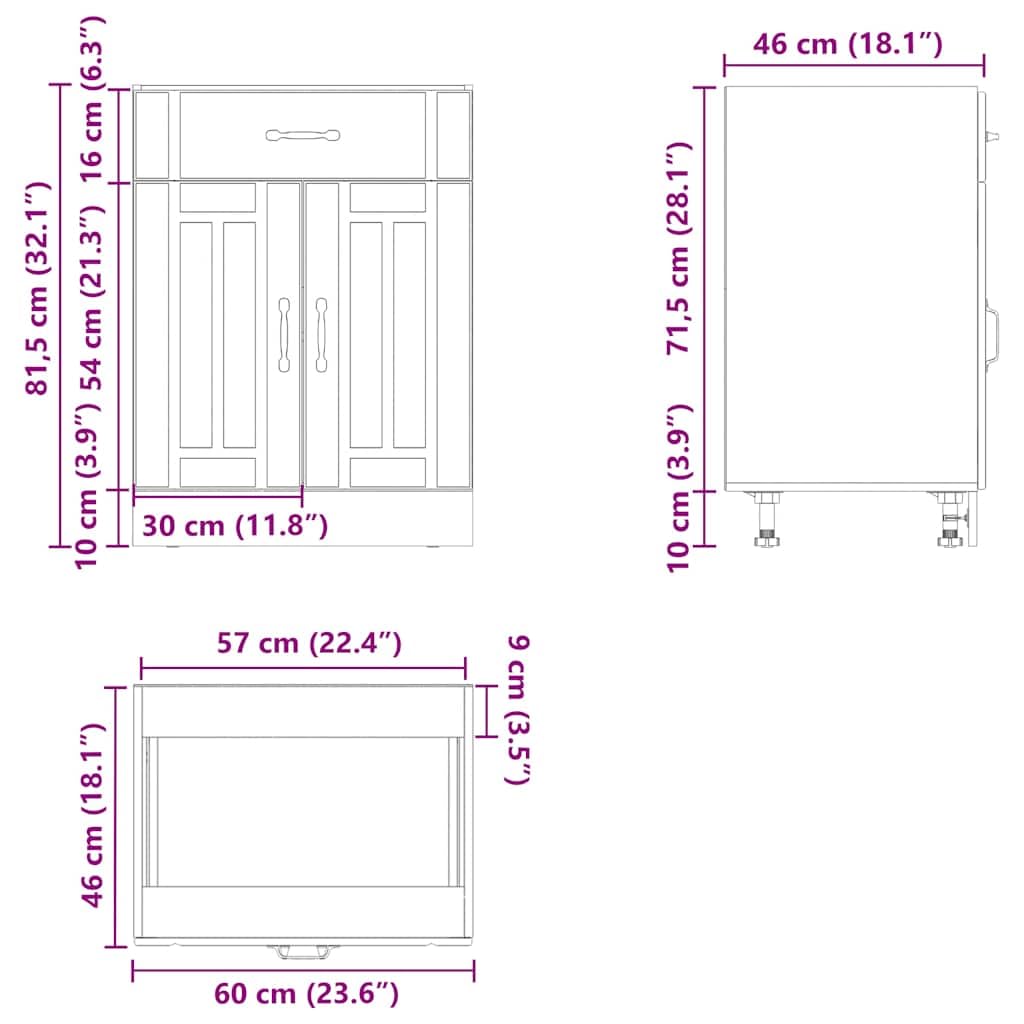 vidaXL Lucca Küchen-Unterschrank Braune Eiche 80x46x81,5 cm