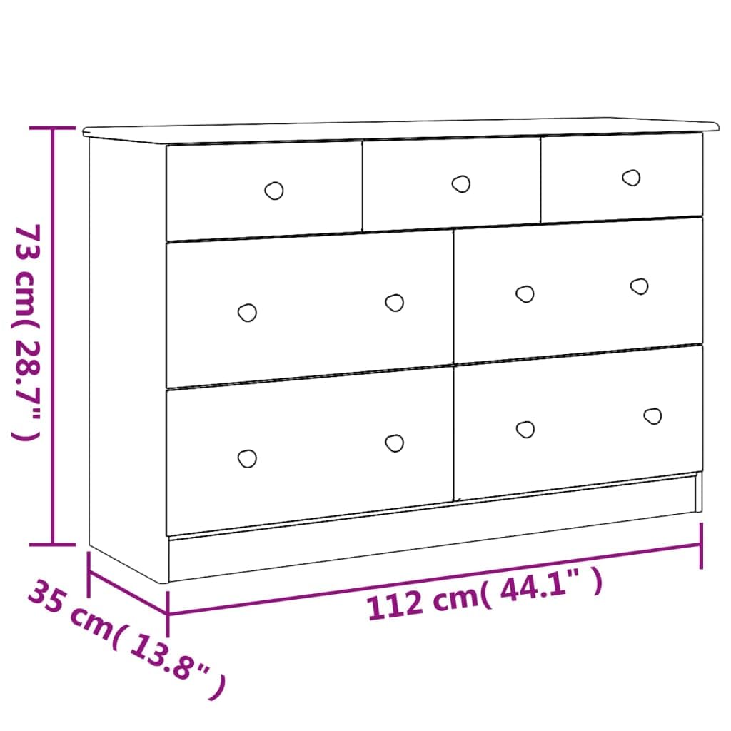 vidaXL Alta Kommode 112x35x73 cm Weiß Kiefer 7 Schub