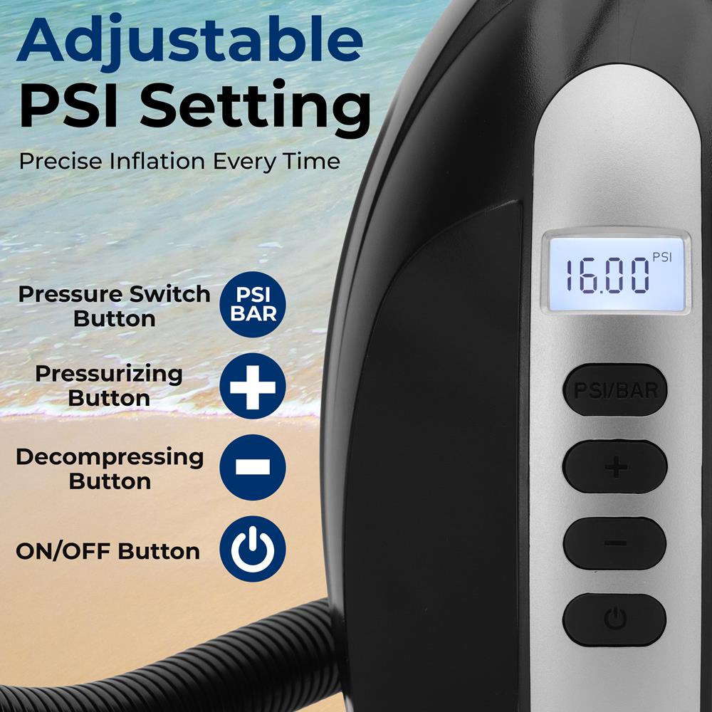 SereneLife SUP Pumpe elektrisch 12V Luftpumpe LCD 20PSI