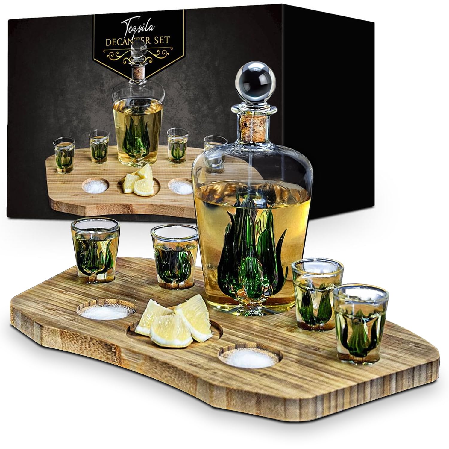 Mikamax Tequila Decanter Set 840 ml 4 Shotgläser