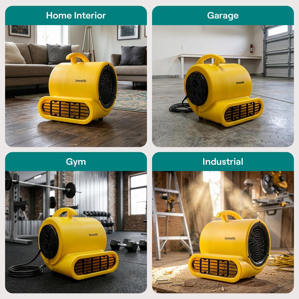 Serenelife Portable AC Luftbeweger Gelb 1000 CFM 3-stufig