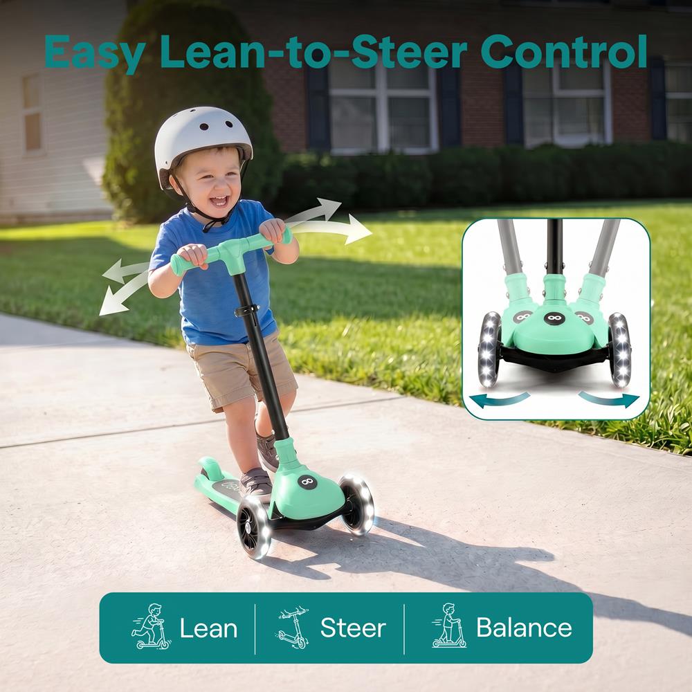 Serenelife Scooters SLKSC13MG Kinderroller Mint LED 3-Rad
