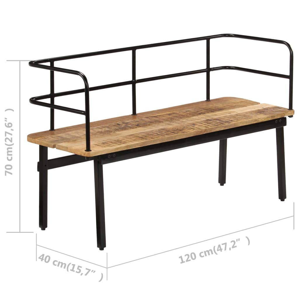 vidaXL Mango Bank 120x40cm Holzbank Massivholz Eisenbeine
