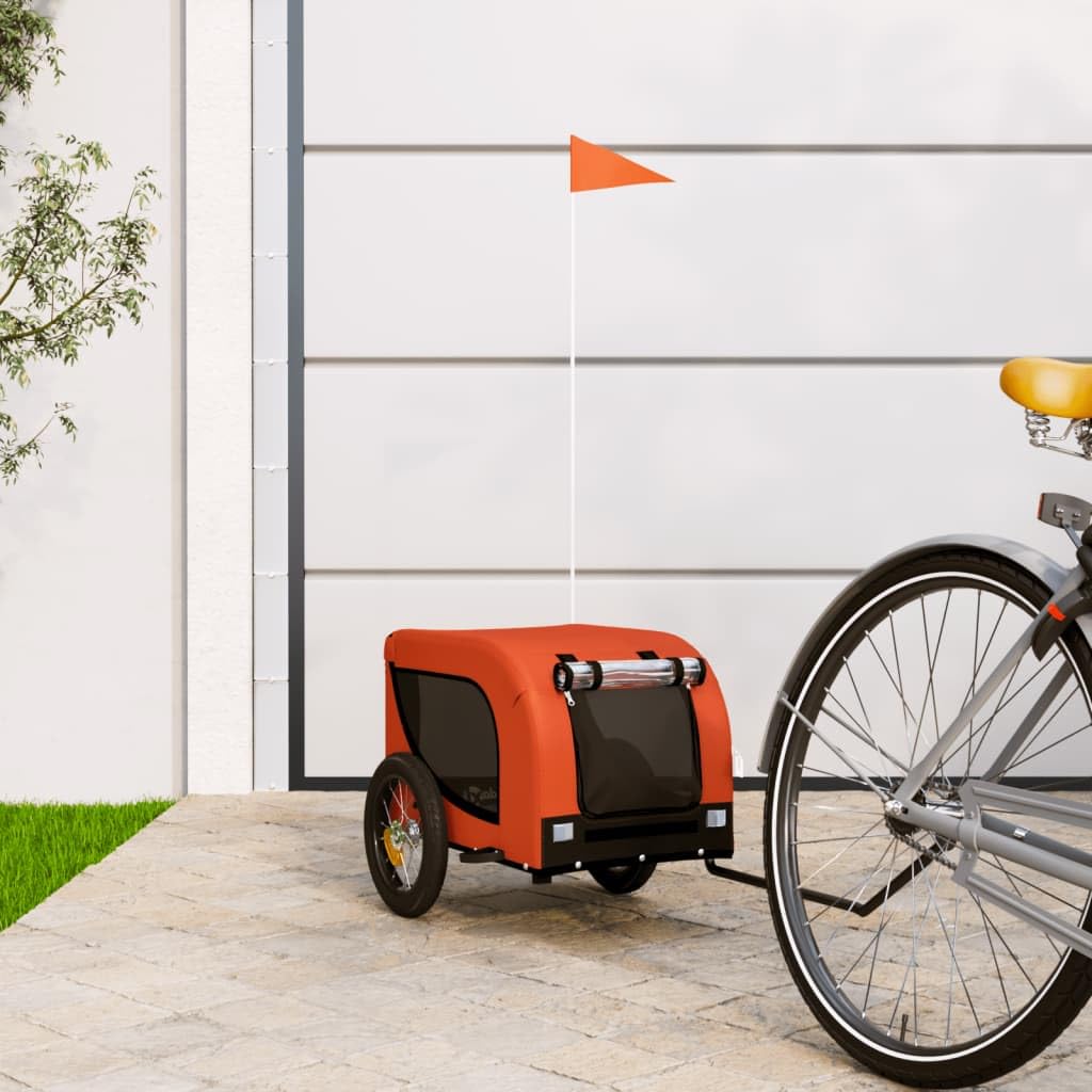 vidaXL Hunde Fahrradanhänger Orange Oxford-Gewebe mit Flagge