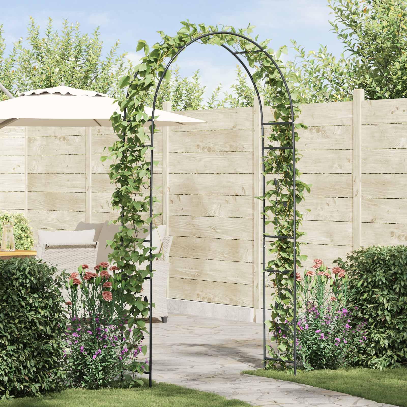 vidaXL Heim & Garten Gartenbogen 115x37x231 Schwarz Metall