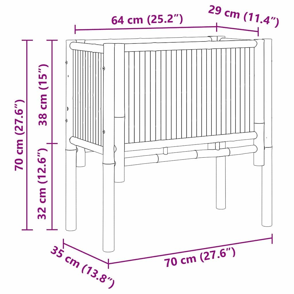 vidaXL Heim & Garten Hochbeet Braun Bambus 70x35x70 cm
