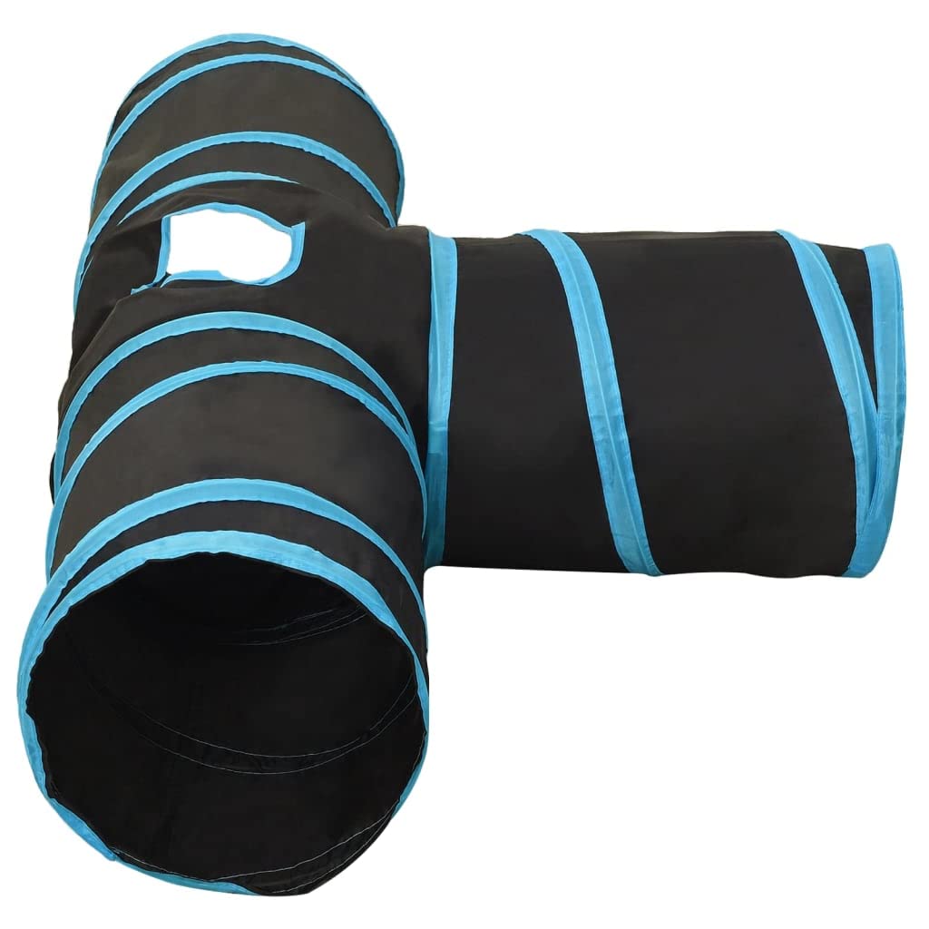 vidaXL Tierbedarf Katzentunnel 3-Wege Polyester Schwarz-Blau