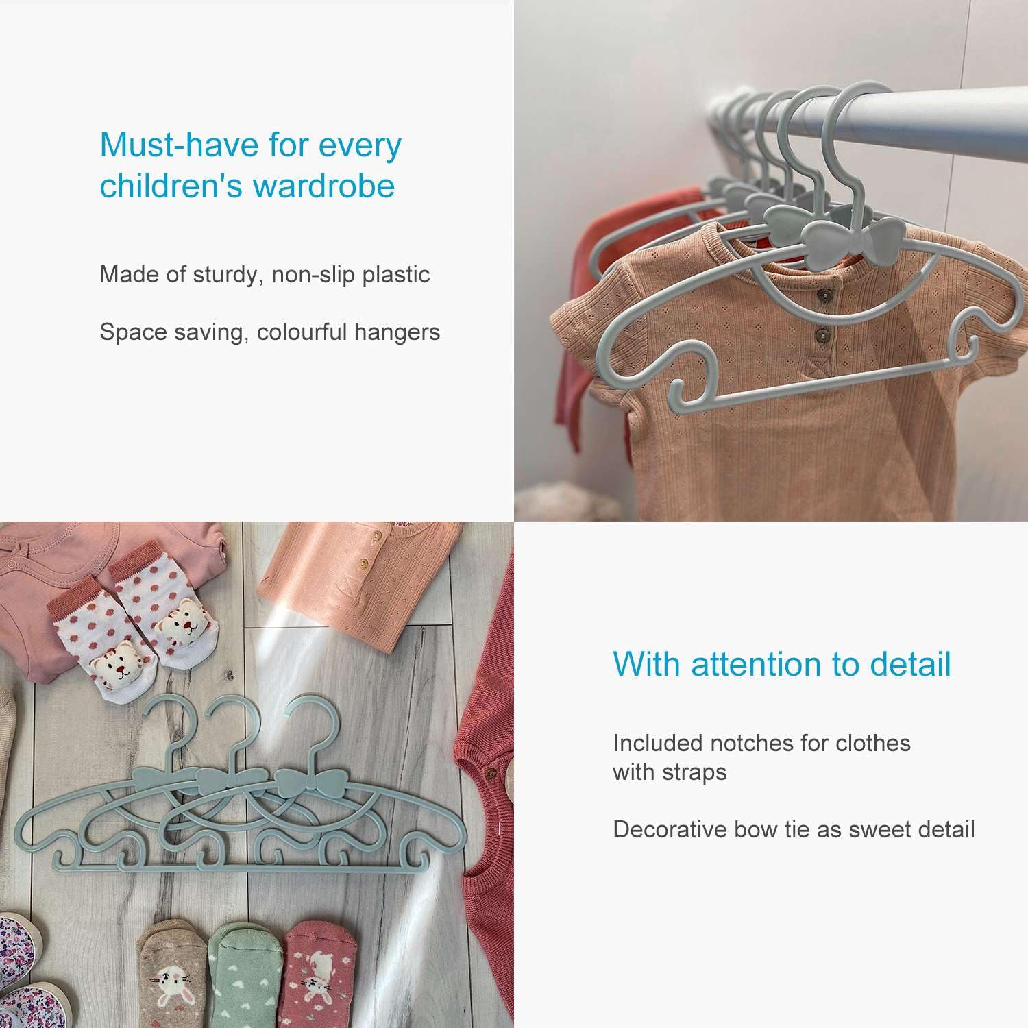 Intirilife Kinderkleiderbügel 5er Graublau Kunststoff 28,7 cm