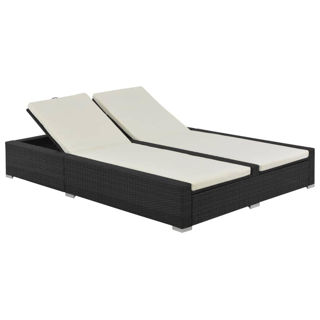 vidaXL Doppel Sonnenliege Poly Rattan Grau 2-Personen Liege
