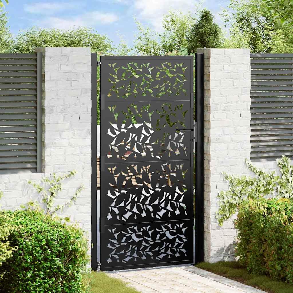 vidaXL Heim & Garten Gartentor 100x175cm Schwarz Stahl