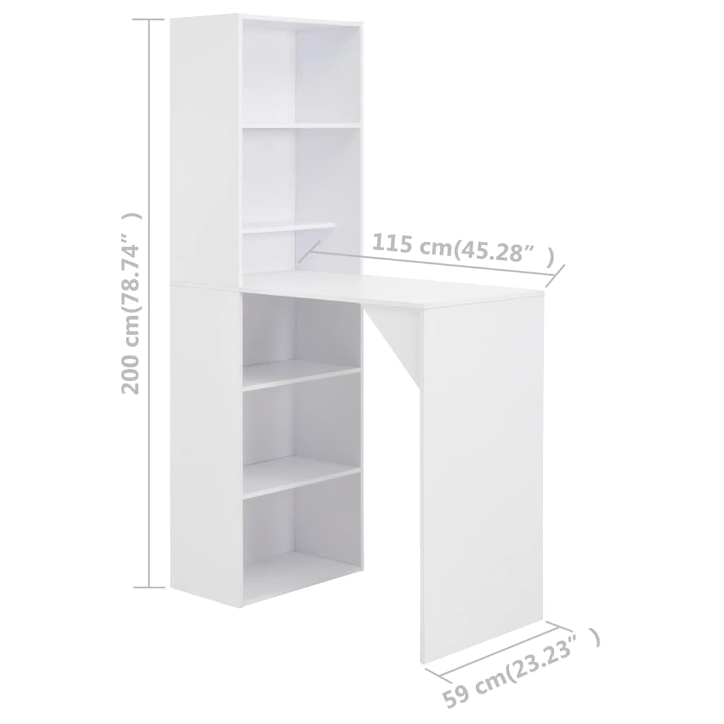vidaXL Bartisch mit Schrank 115x59x200 cm Weiß Holzwerkstoff