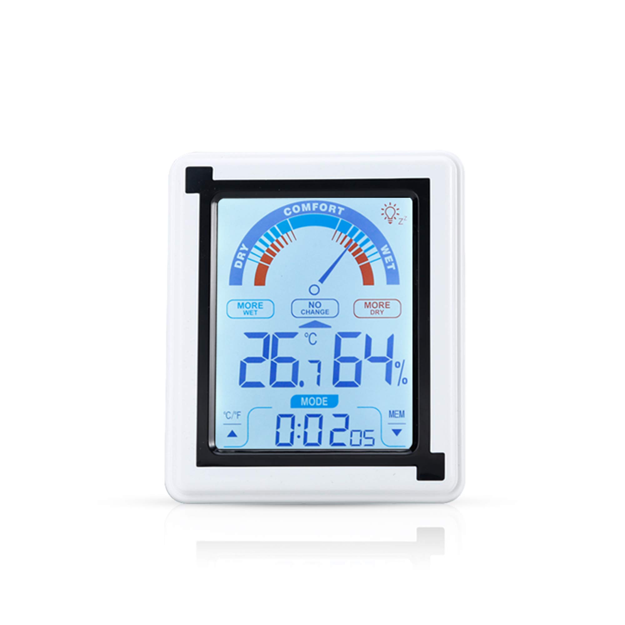 Intirilife Thermometer Innen LCD Hygrometer Uhr Weiss