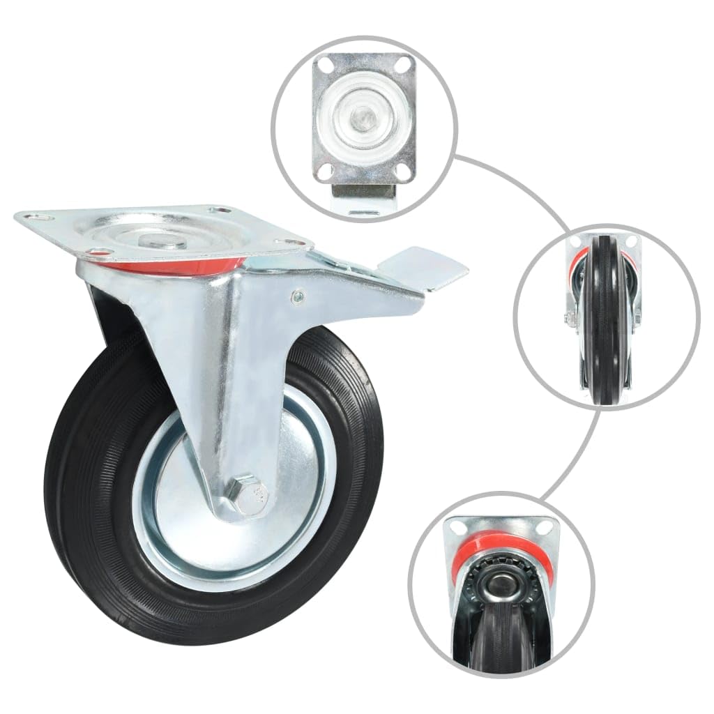 vidaXL Lenkrollen Doppelbremse 4 Stk 200 mm Gummi Möbelrollen
