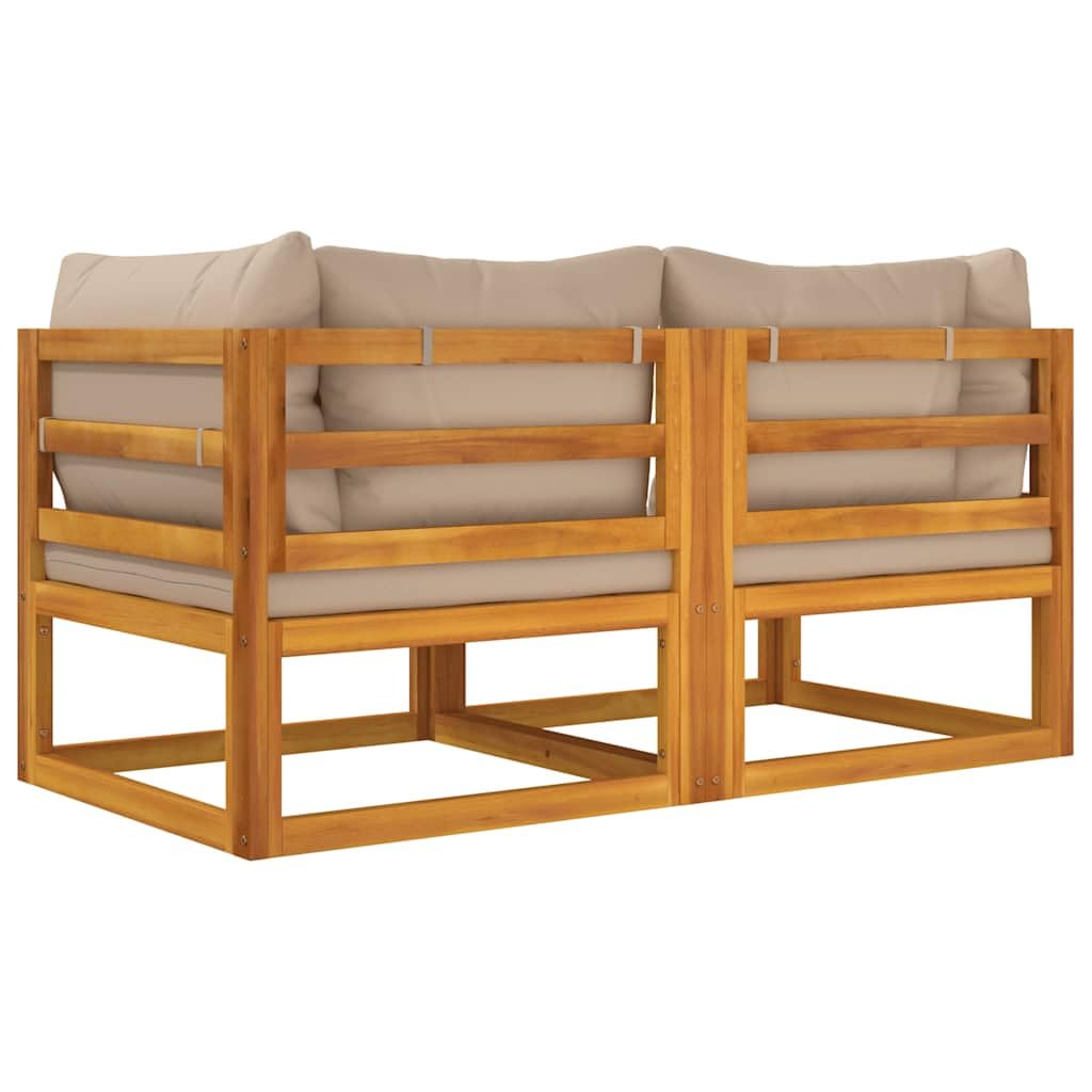 vidaXL Heim & Garten Modular Ecksofa 2Stk Taupe Akazie