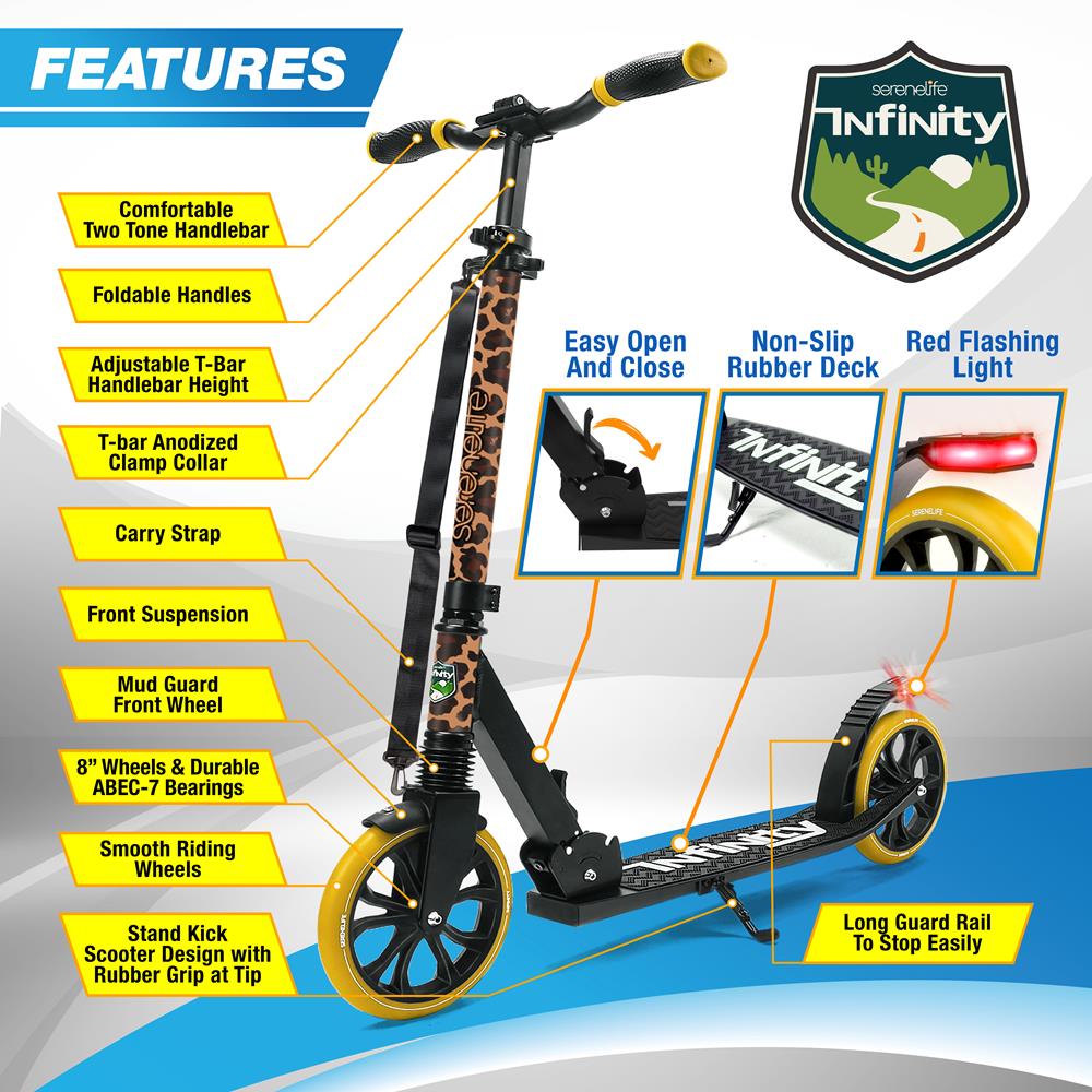 Serenelife Scooters Kick Scooter Leopard LED Klappbar
