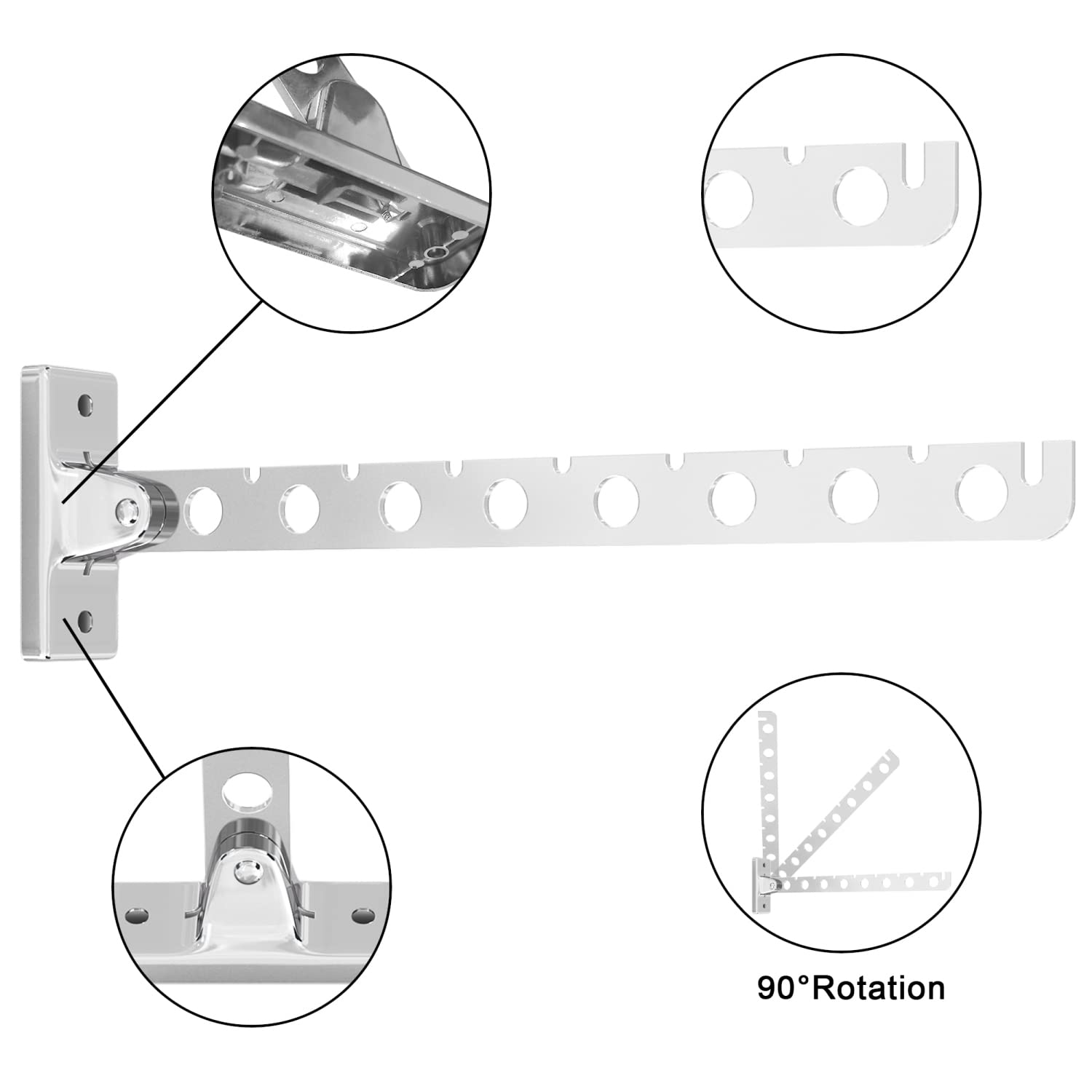 Intirilife Kleiderstange klappbar Edelstahl 30 cm 2er Set