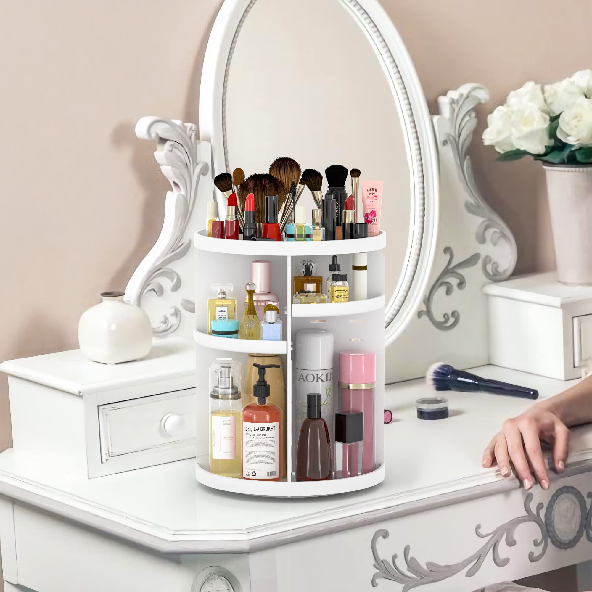 Intirilife Make-Up Organizer Weiß 360 Grad 30x23 cm