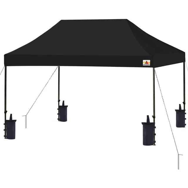 Serenelife Camping Pavillon 3x4,5m Schwarz wasserdicht faltbar