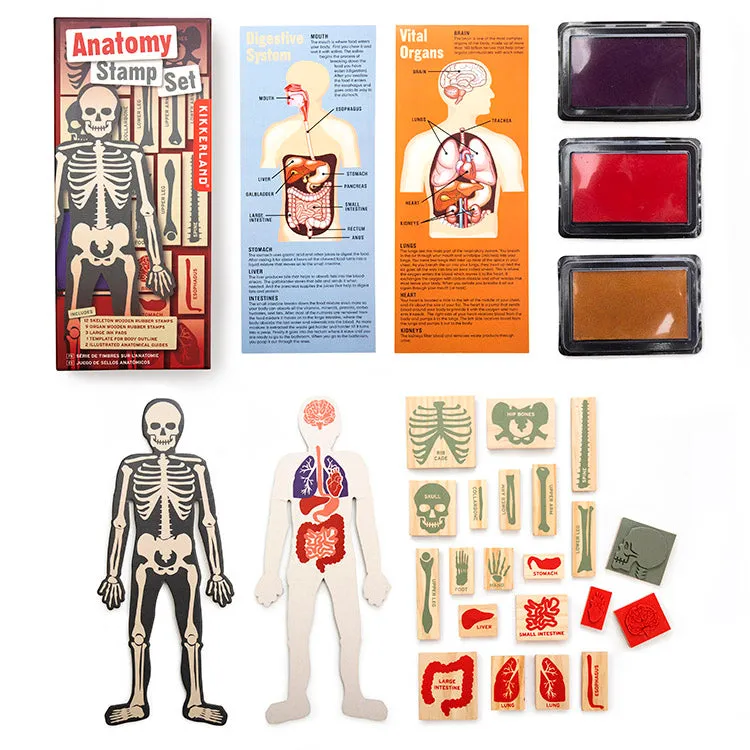 Kikkerland Home Anatomy Stempelset 21-teilig mit Stempelkissen