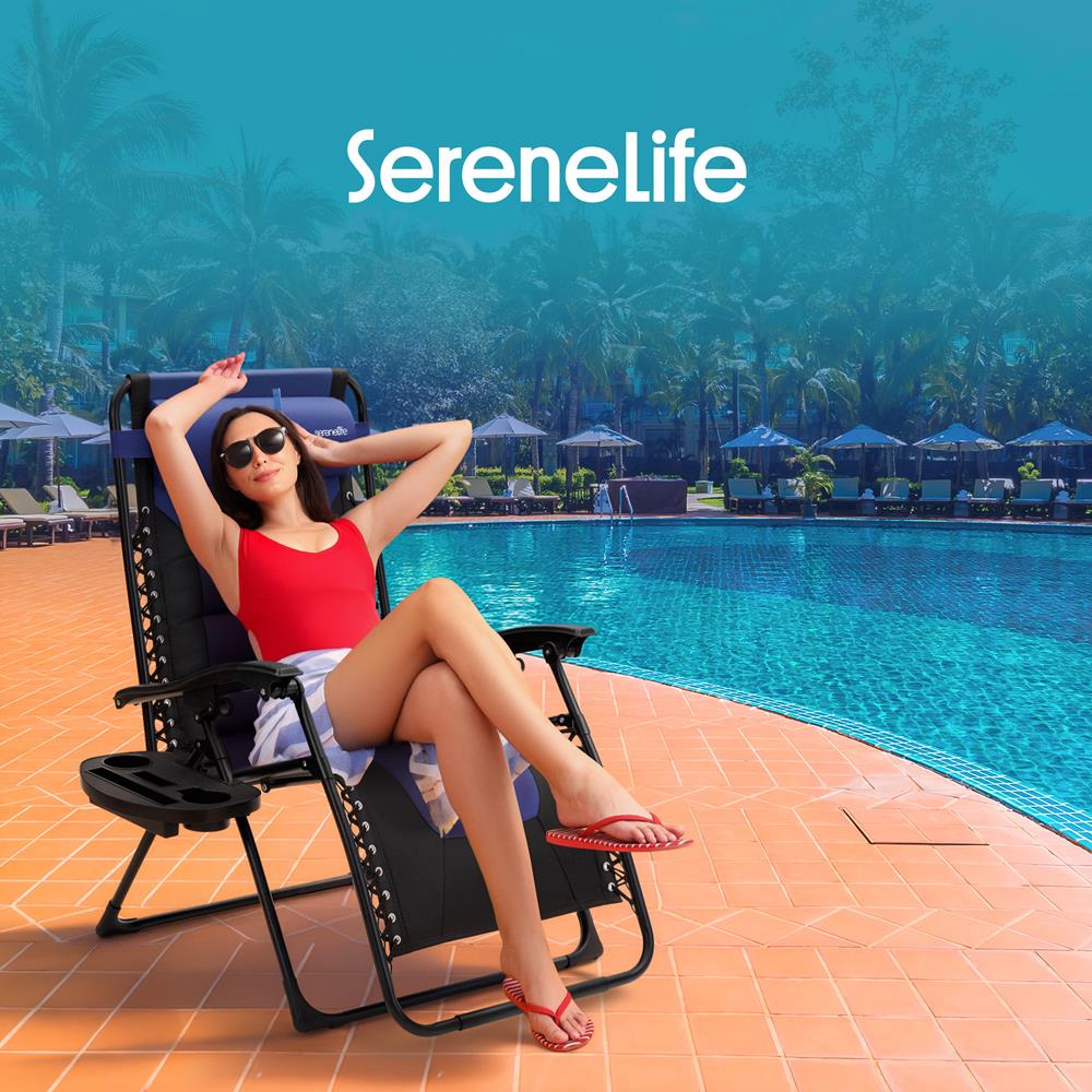 Serenelife Furniture Zero Gravity Liegestuhl blau klappbar