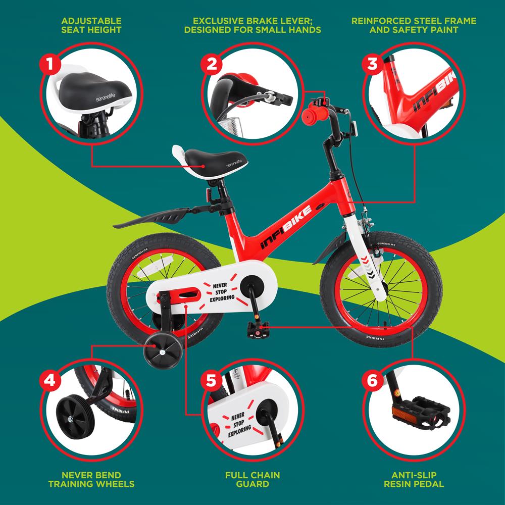Serenelife Bicycle Kinderfahrrad 14 Zoll mit Stützrädern