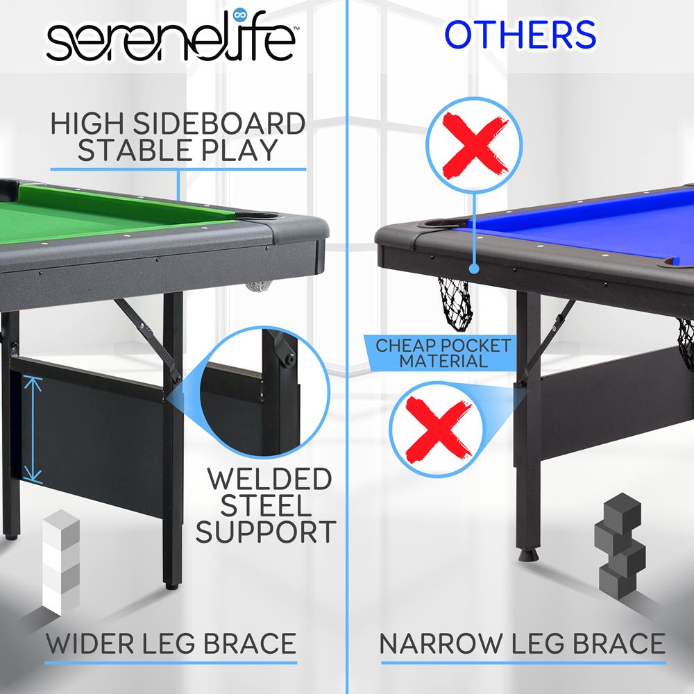 Serenelife Game Tables Billardtisch klappbar 6-ft mit Zubehör