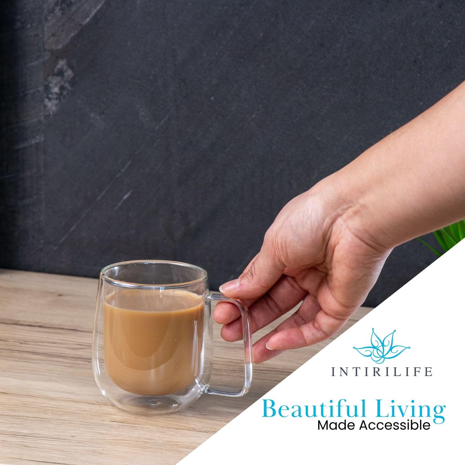 Intirilife Thermo-Gläser doppelwandig 150 ml 2 Stück mit Henkel