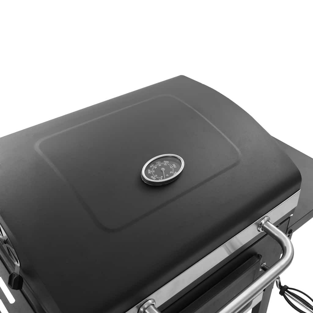 vidaXL Holzkohlegrill mit Ablage Grill Schwarz mit Thermometer