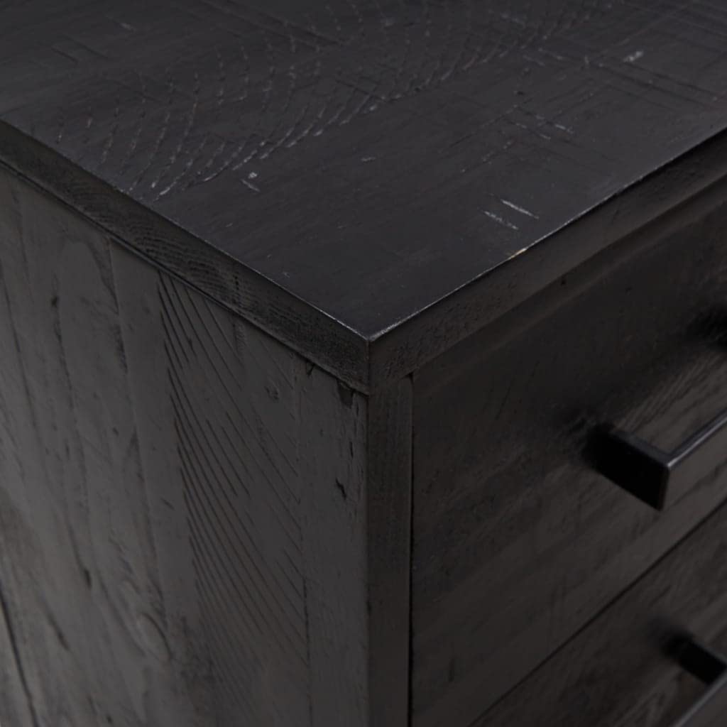vidaXL Kommode Schwarz 75x35x70 cm Kiefer Massivholz