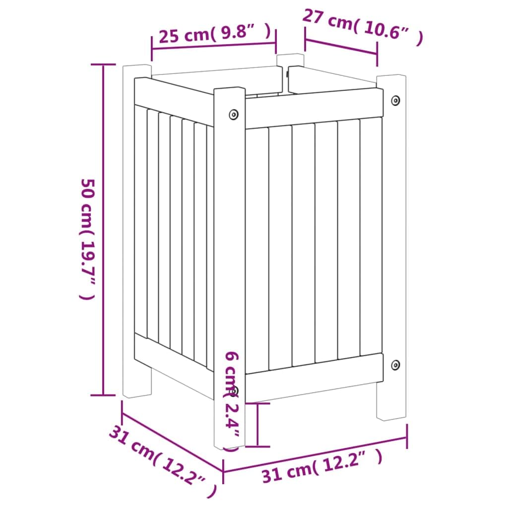 vidaXL Pflanzkübel Akazie 31x31x50 cm mit Einlage