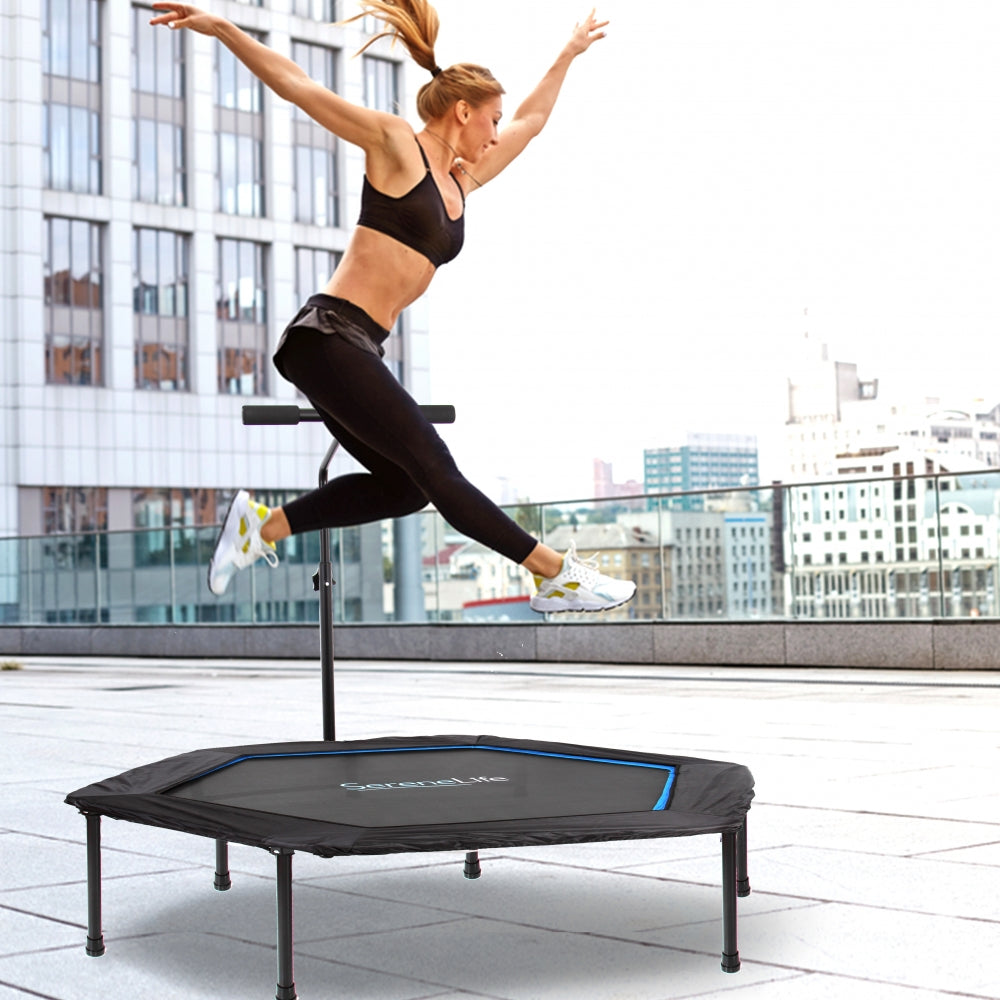 Serenelife Fitness Trampolin 48 Zoll klappbar Haltestange