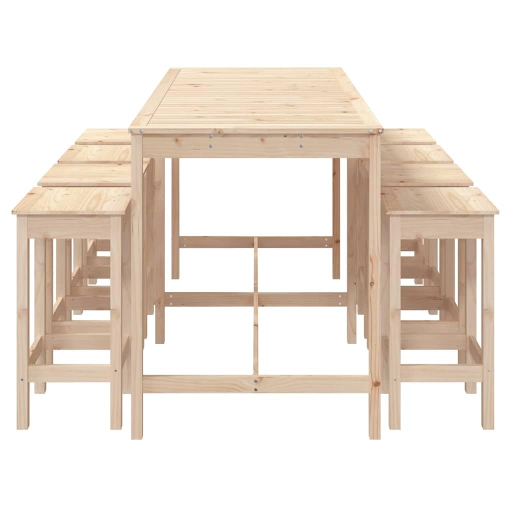 vidaXL 9-tlg. Gartenbar-Set Bartisch Kiefer 8 Hocker
