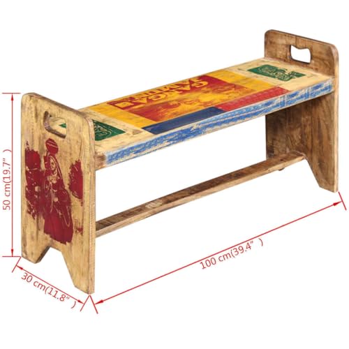 vidaXL Sitzbank Cola Altholz 100x30x50 cm recycelt