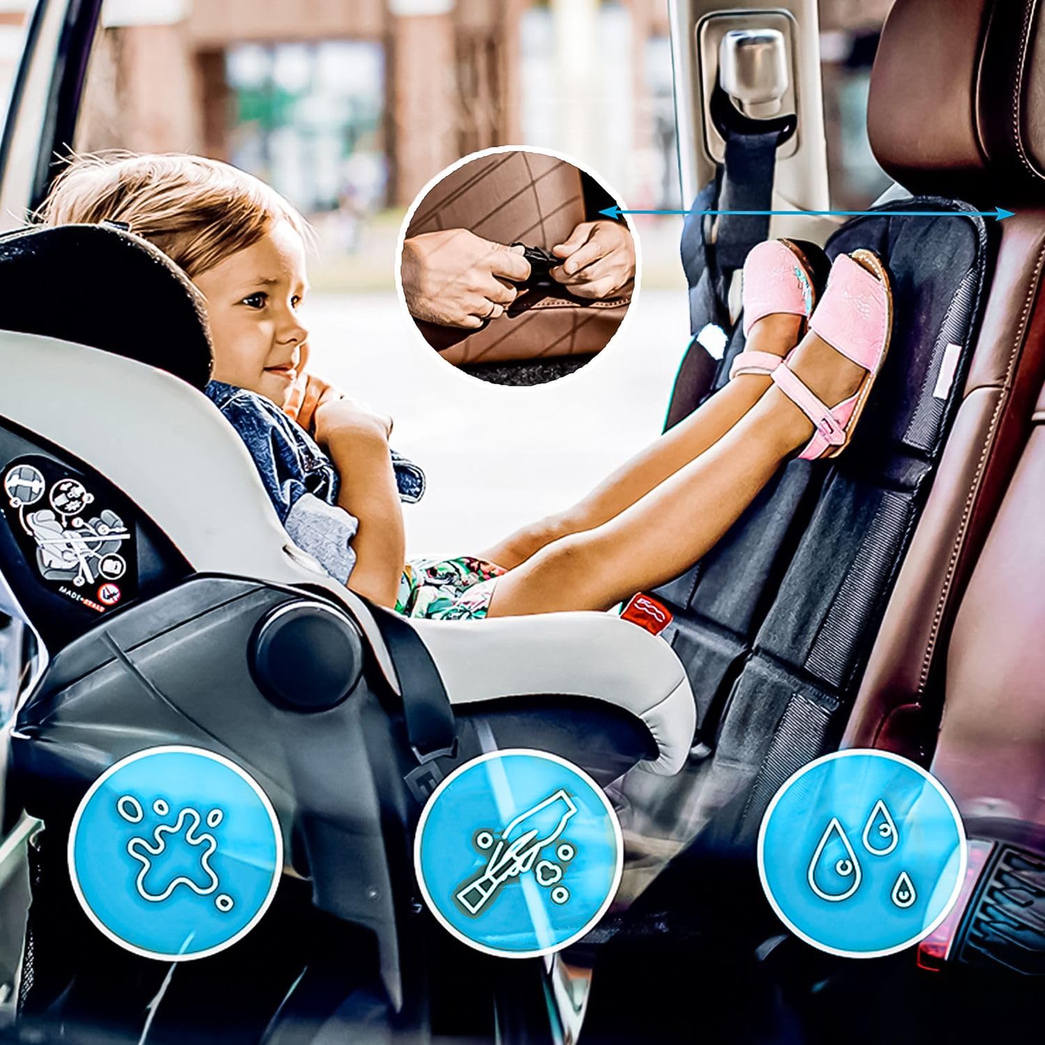 Intirilife Sitzauflage Auto Schwarz 120,6cm wasserabweisend