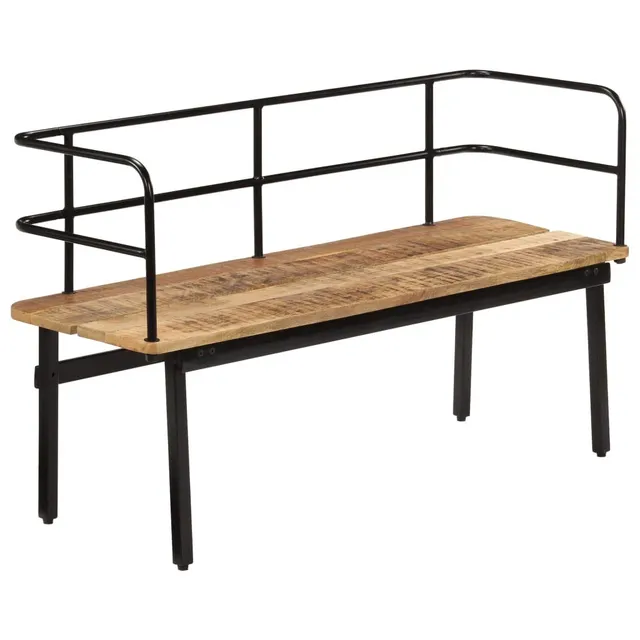 vidaXL Mango Bank 120x40cm Holzbank Massivholz Eisenbeine