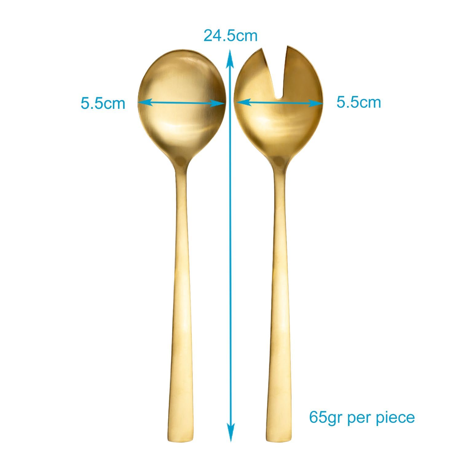 Intirilife Salatbesteck Edelstahl Gold Matt 24,5 cm 2tlg