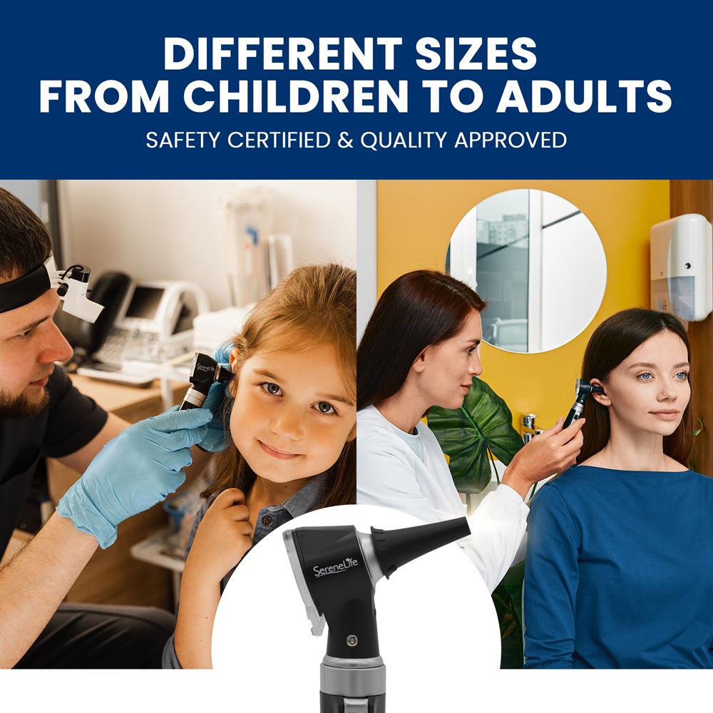 Serenelife Health Otoskop LED 3-fach mit Aufsätzen