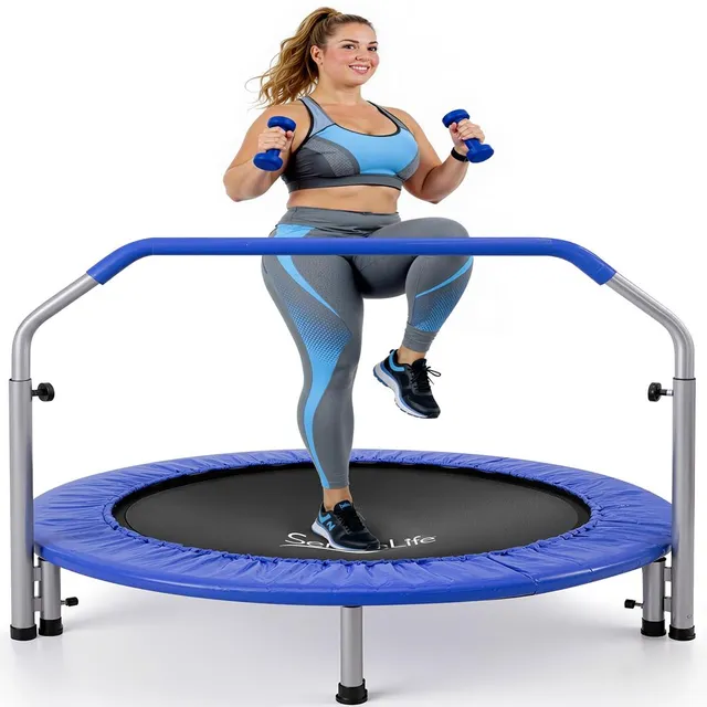 Serenelife Fitness Trampolin 40 Zoll Klappbar Dunkelblau