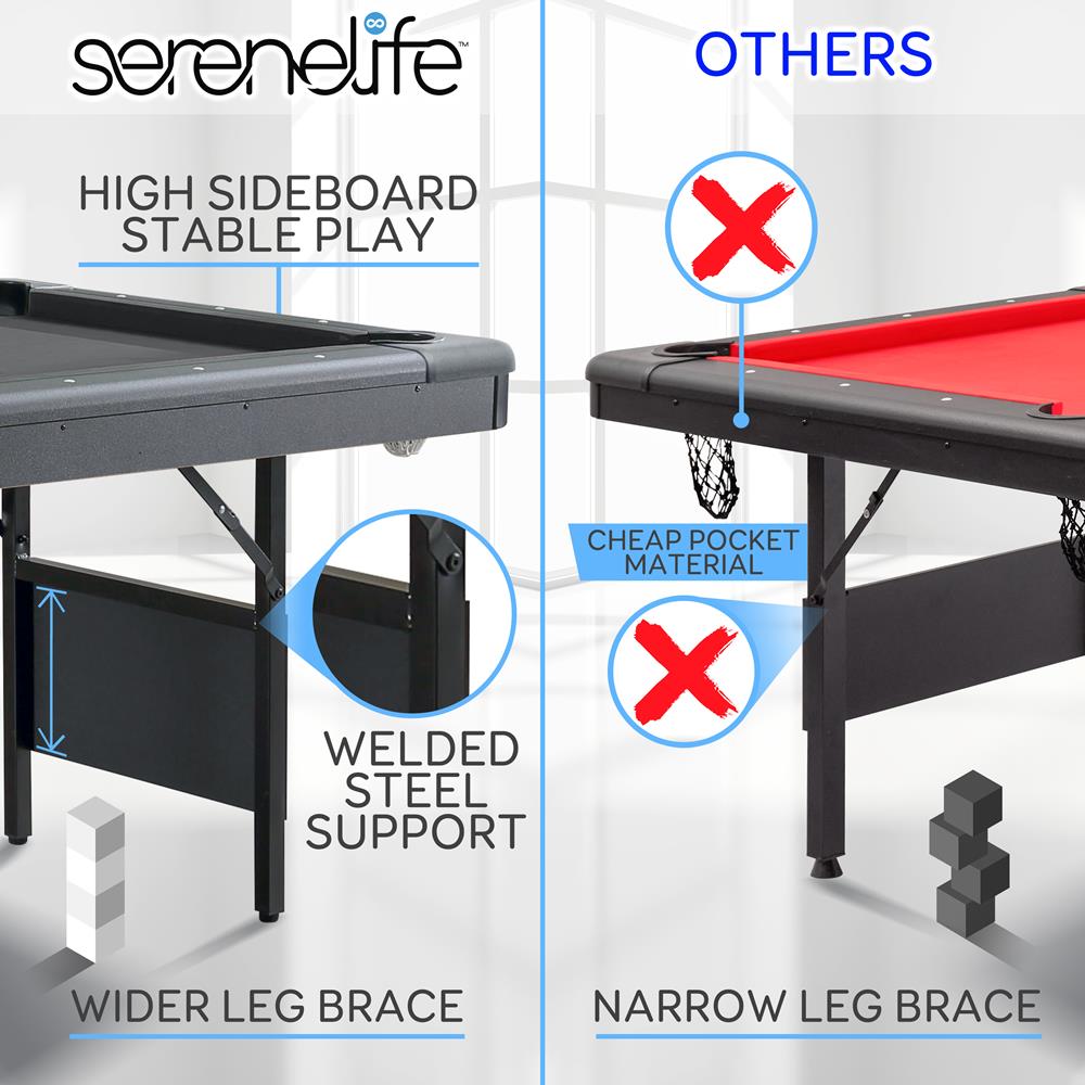 Serenelife Game Tables SLPLTB76BK Billardtisch 6ft Grün klappbar