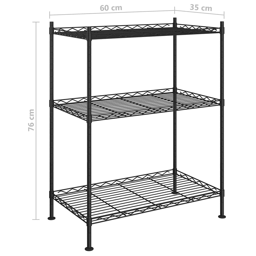 vidaXL Lagerregal Eisen schwarz 60x35x76cm 3 Böden
