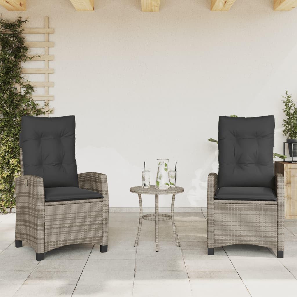 vidaXL Heim & Garten Gartensessel Grau verstellbar 2 Stk. Rattan