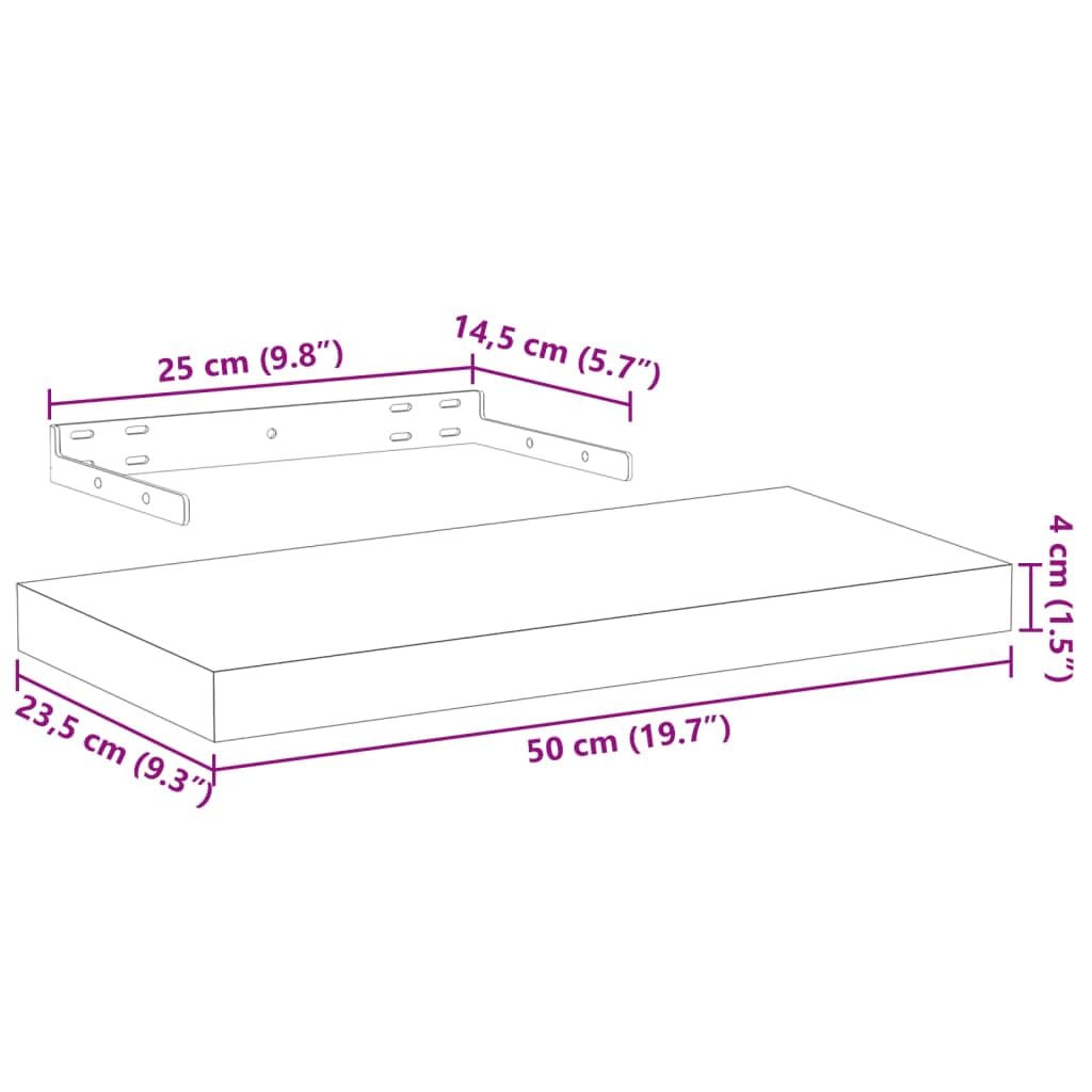 vidaXL Heim & Garten Schweberegal Holzwerkstoff 50x23,5x4 cm
