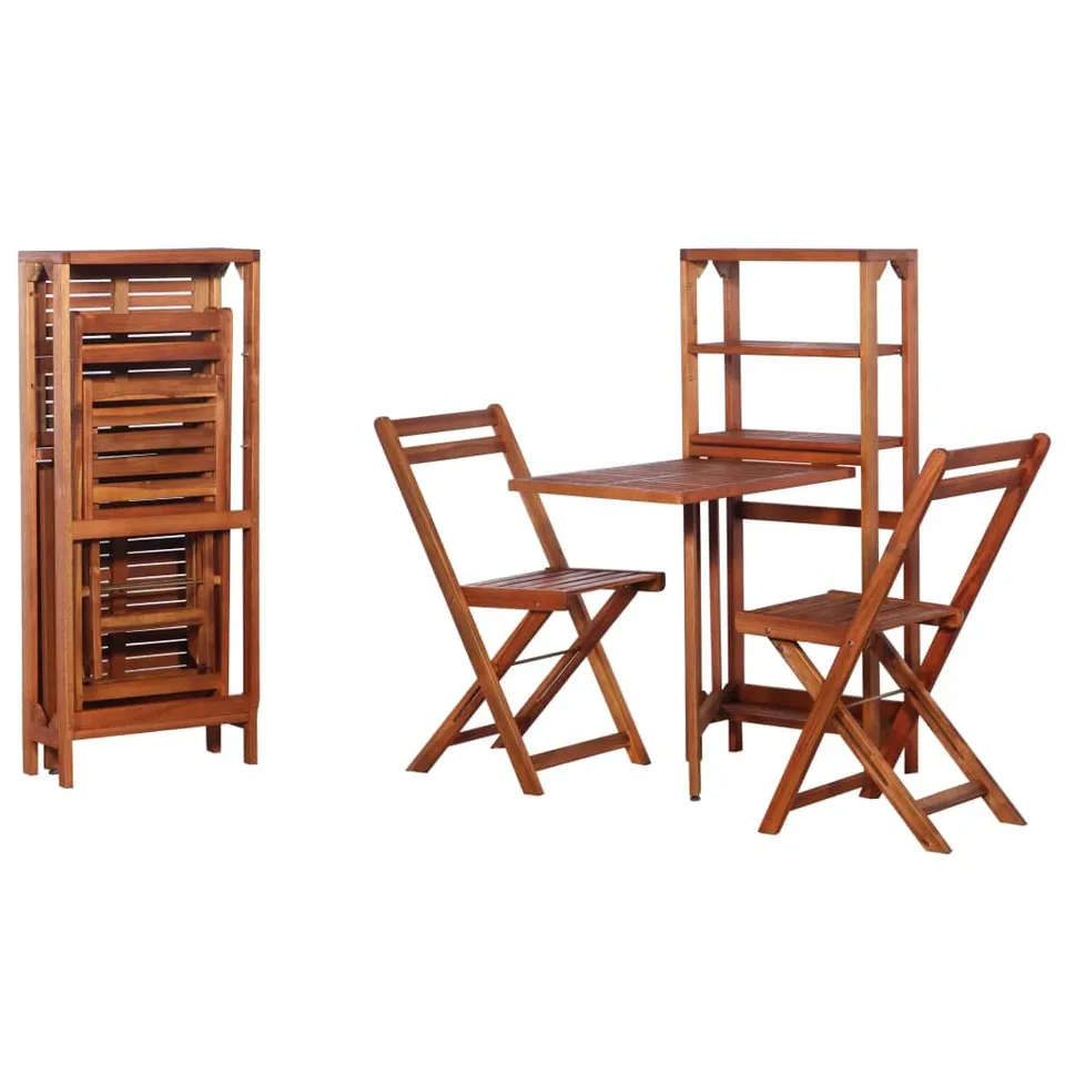 vidaXL Heim & Garten Bistro-Set Akazie 3-tlg klappbar Balkonset