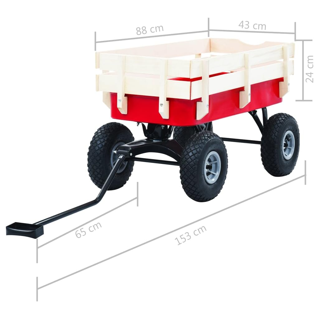 vidaXL Handwagen Bollerwagen 150 kg Rot Stahl Holz 99 cm